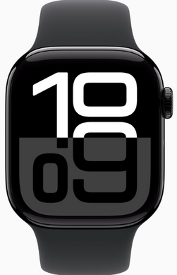 Apple Watch Series 10 42mm Jet Black Aluminum Case with Black Sport Band M/L (MWWF3)