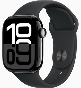 Apple Watch Series 10 46mm Jet Black Aluminum Case with Black Sport Band M/L (MWWQ3)