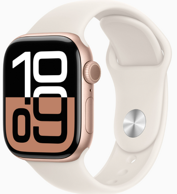 Apple Watch Series 10 42mm Rose Gold Aluminum Case with Starlight Sport Band (MWWY3)