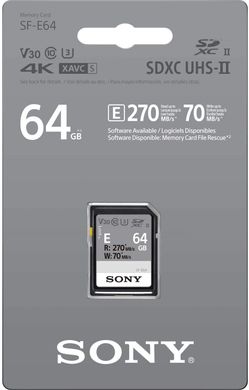 Карта пам'яті Sony 64GB SDXC C10 UHS-II U3 ​​V60 R270 / W120MB / s Entry (SFE64.AE)
