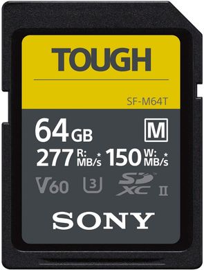 Карта памяти Sony 64GB SDXC C10 UHS-II U3 V60 R277/W150MB/s Tough (SFM64T.SYM)