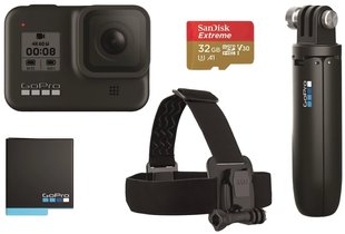 Экшн-камера GoPro HERO8 Black + Rechargeable Battery + Head Strap + QuickClip + Shorty + SD32GB (CHDRB-801)