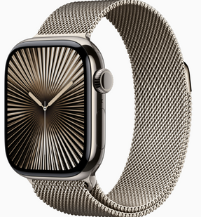 Apple Watch Series 10 GPS + LTE, 42mm Natural Titanium Case with Natural Milanese Loop (MWXF3)