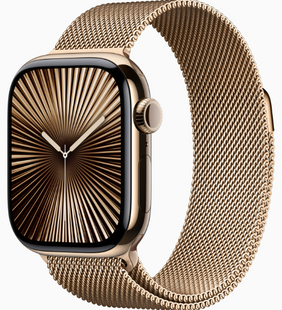 Apple Watch Series 10 GPS + LTE, 42mm Gold Titanium Case with Gold Milanese Loop (MX083)