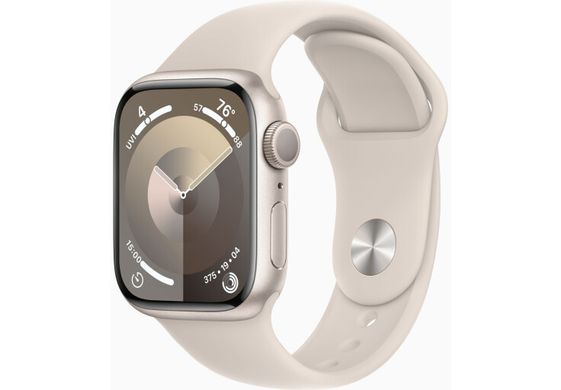 Apple Watch Series 9 41mm Starlight Aluminum Case with Starlight Sport Band S/M (MR8T3)