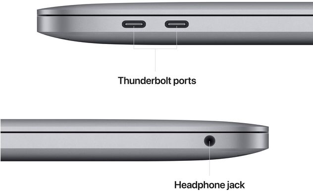 Ноутбук APPLE MacBook Pro 13" M2 8/512GB 2022 (MNEJ3UA/A) Space Grey, 67 Вт (MagSafe 3), IPS (Retina); Одноколірна; Lithium-Polymer, Apple; Apple M2; 8 ядер, 802.11ax; Ні; Bluetooth 5.0