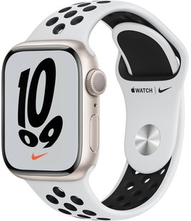 Смарт-годинник Apple Watch Series 7 Nike Starlight 41mm Pure Platinum/Black NikeBand