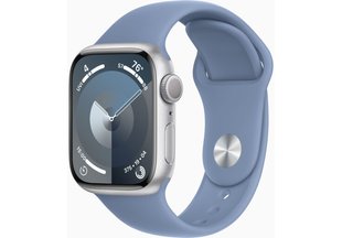 Apple Watch Series 9 41mm Silver Aluminum Case with Storm Blue Sport Band S/M (MR903)