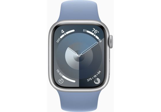 Apple Watch Series 9 41mm Silver Aluminum Case with Storm Blue Sport Band S/M (MR903)