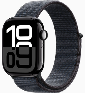 Apple Watch Series 10 GPS 42mm Jet Black Aluminum Case with Ink Sport Loop (MWWG3)