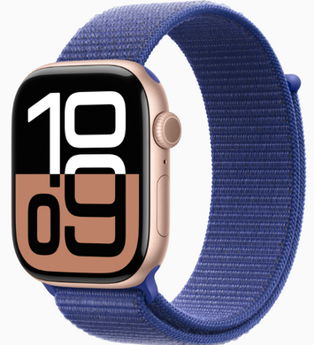 Apple Watch Series 10 GPS 46mm Rose Gold Aluminum Case with Ultramarine Sport Loop