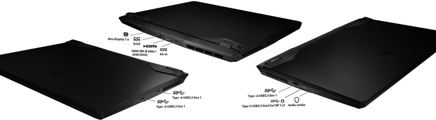 Ноутбук MSI GP66 Vector (GP66HX12UGS-093UA), 280W, Комбінований/гарнітурний роз'єм (вхід мікрофон + вихід навушники) mini-jack 3.5 mm, IPS (PLS, AHVA, WVA, UWVA); DDR4 – 3200 МГц; gDDR 6; RGB, Intel; Intel Alder Lake (дванадцяте); Intel Core i7-12800HX (Alder Lake); 1,5-4,8; 16 ядер/24 потоки, 802.11 a/b/g/n/ac/ax; Ні; Ні; Bluetooth 5.2, 1,5-4,8